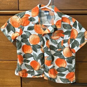 Old Navy oranges button-down shirt linen blend 18 to 24 months